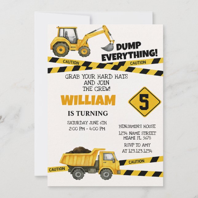 Construction Party Invitations (Front)