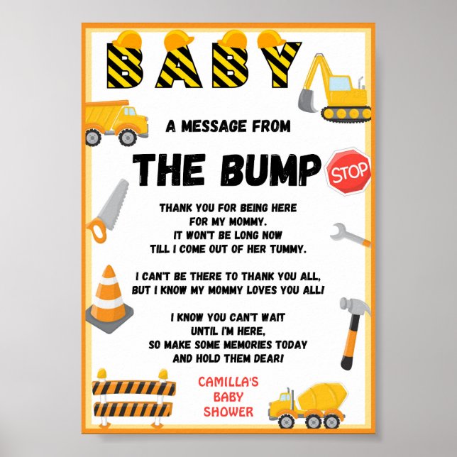 Construction Party Sign, Baby Shower Sign (Front)