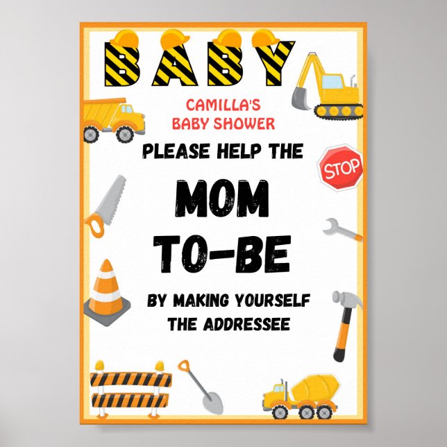 Construction Party Sign, Baby Shower Sign (Front)