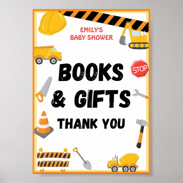 Construction Party Sign, Birthday, Baby Shower Poster (Front)