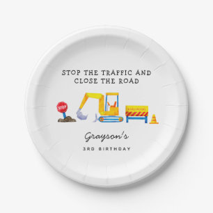 Construction Party Stop the Traffic Paper Plate