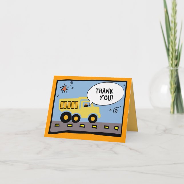 Construction Party Thank-You Note Card (Front)