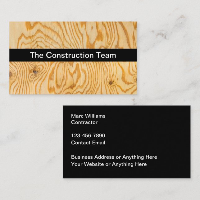 Construction Plywood Theme Business Cards (Front/Back)