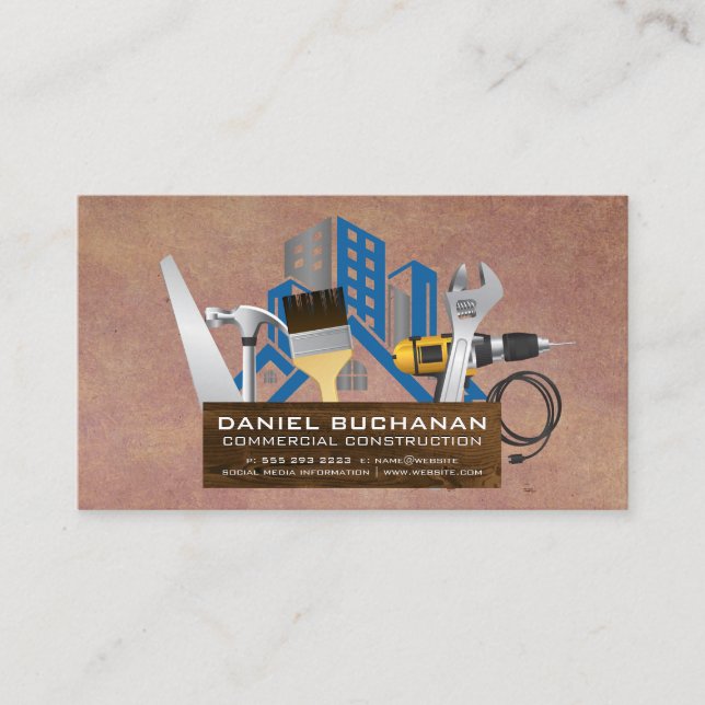 Construction Power Tools | Home Renovations Business Card (Front)