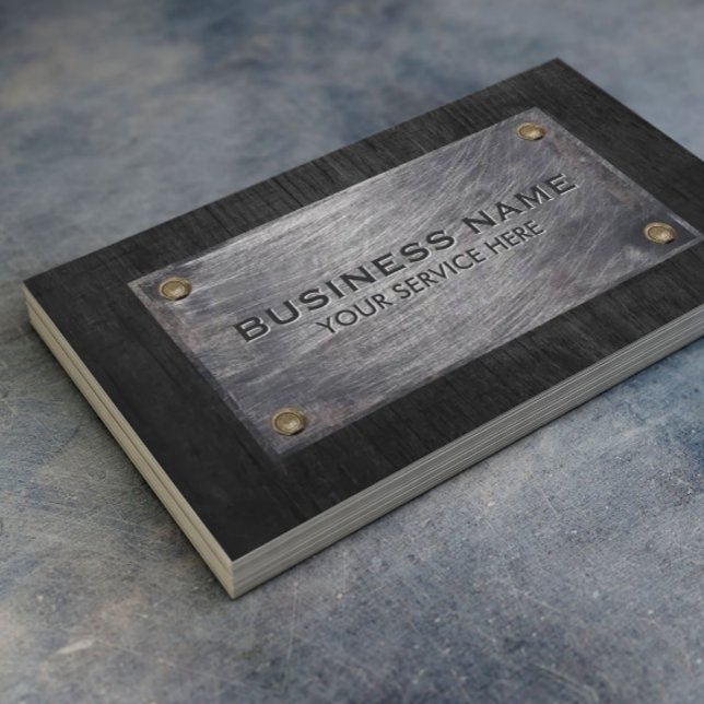 Construction Professional Dark Wood & Metal Business Card (Creator Uploaded)