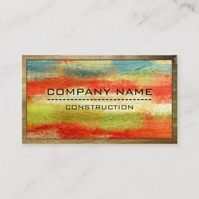 Construction Professional Modern Colourful Wood #2 Business Card (Front)