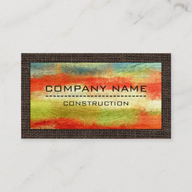 Construction Professional Modern Colourful Wood #4 Business Card (Front)