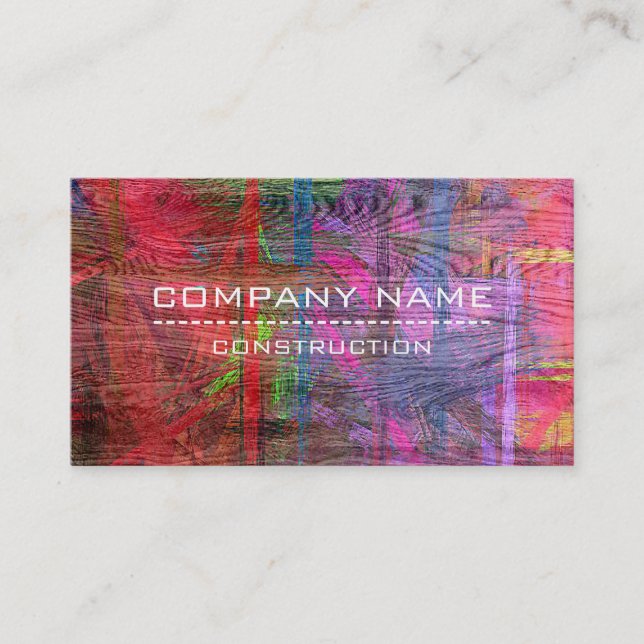 Construction Professional Modern Colourful Wood Business Card (Front)