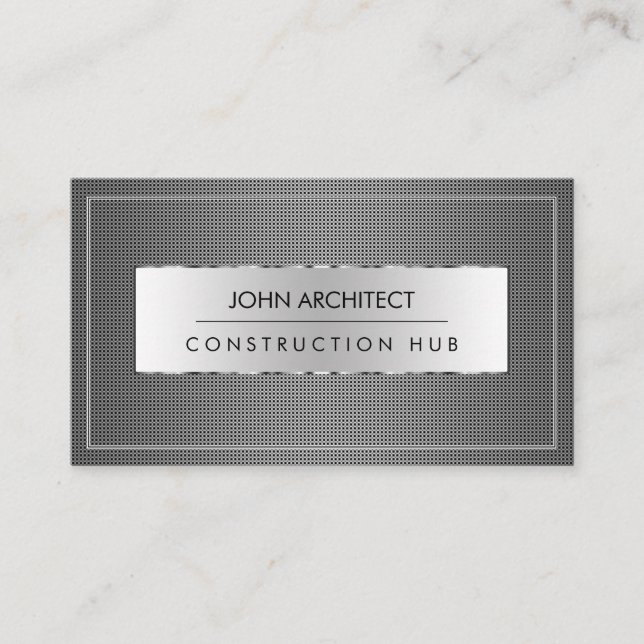 Construction Professional Modern Metal Builder Business Card (Front)