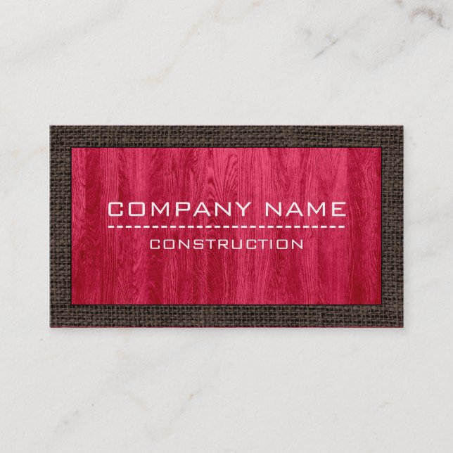 Construction Professional Modern Red Wood #4 Business Card (Front)