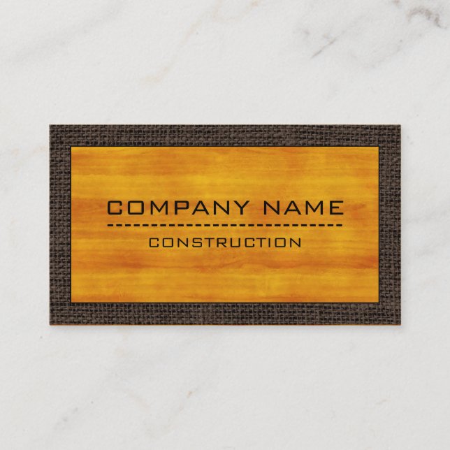 Construction Professional Modern Wood #3 Business Card (Front)