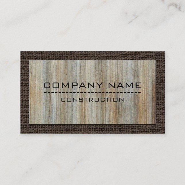 Construction Professional Modern Wood #4 Business Card (Front)