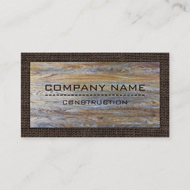Construction Professional Modern Wood #6 Business Card (Front)