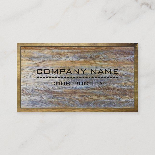 Construction Professional Modern Wood #7 Business Card (Front)