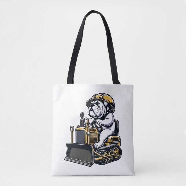 Construction Pup Bulldog Builder Tote Bag (Front)