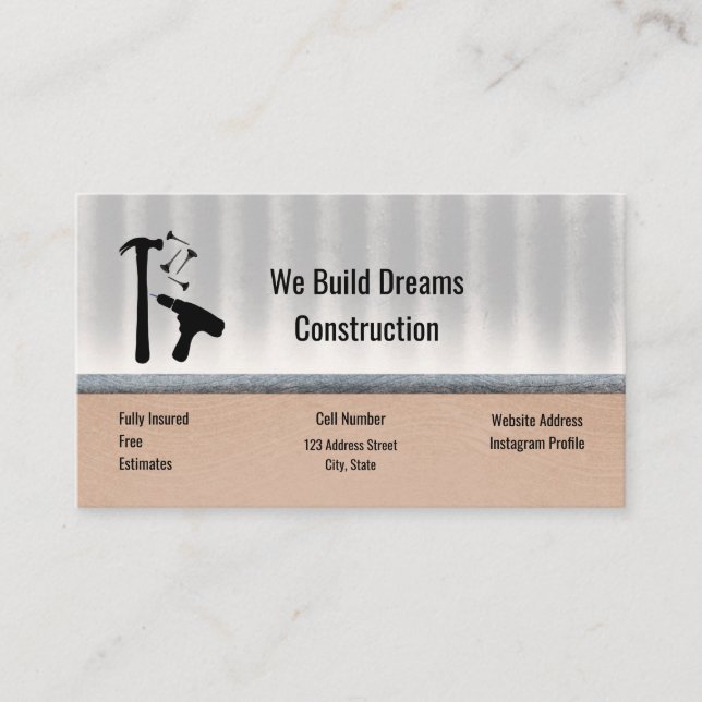 Construction Remodelers Tools Business Card (Front)