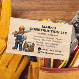 Construction Renovation Contractor Builder man Business Card