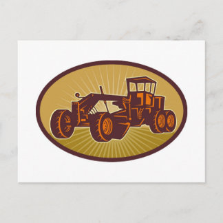 construction road grader postcard
