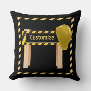 Construction Road Sign Throw Pillow