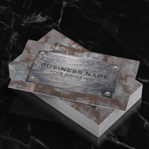 Construction Rusty Metal Plate Professional Business Card