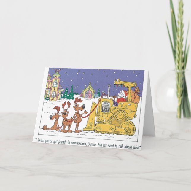 Construction Santa Sled Christmas Card (Front)