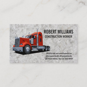 Construction Semi Truck Concrete Background Appointment Card