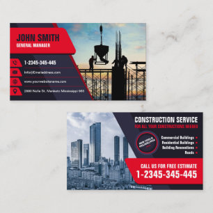 Construction Service, House Building, Renovation Business Card