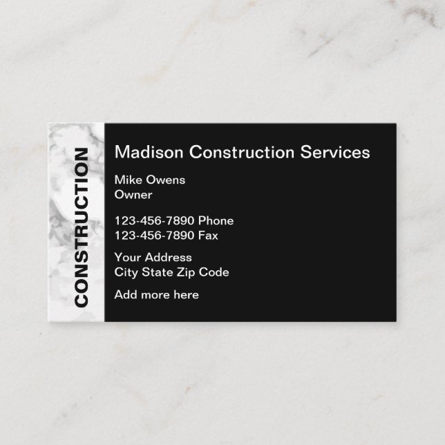 Construction Services Business Card (Front)