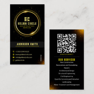 Construction Services Gold glitter Business card