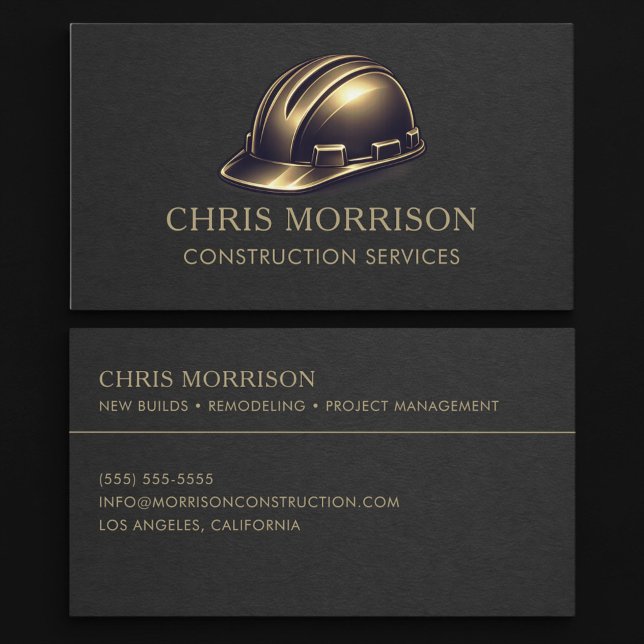Construction Services Hard Hat Professional Business Card (Creator Uploaded)