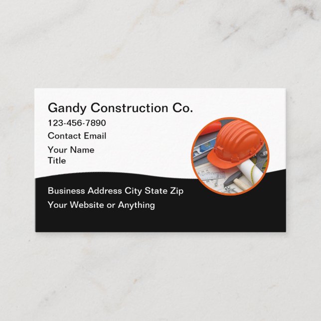 Construction Services Modern New Business Cards (Front)