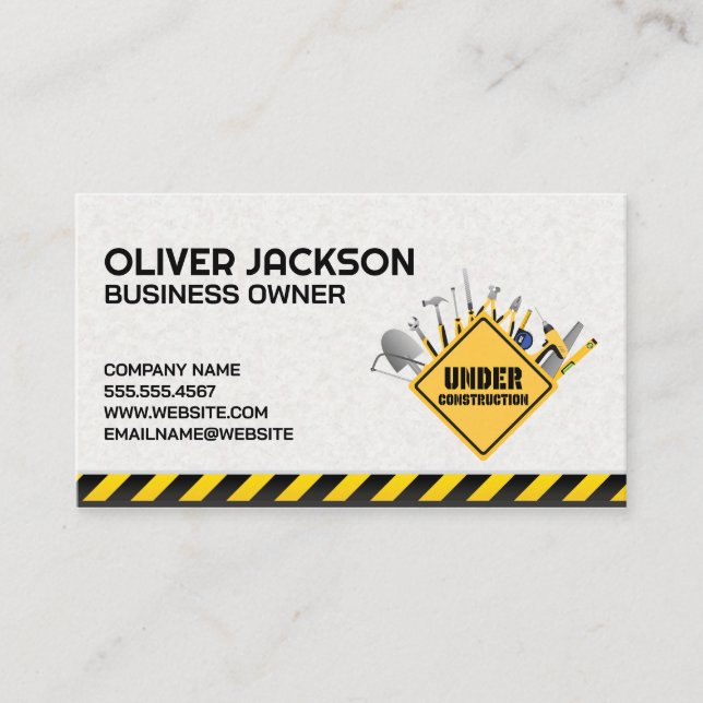 Construction Sign and Hardware Tools Business Card (Front)