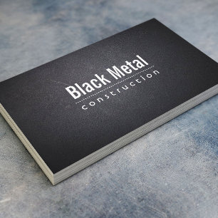 Construction Simple Dark Leather Bold Text Business Card