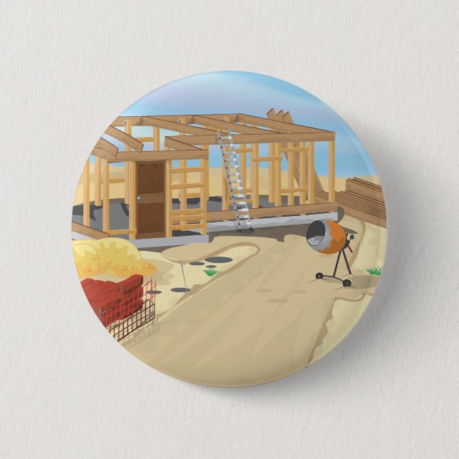 Construction Site 6 Cm Round Badge (Front)