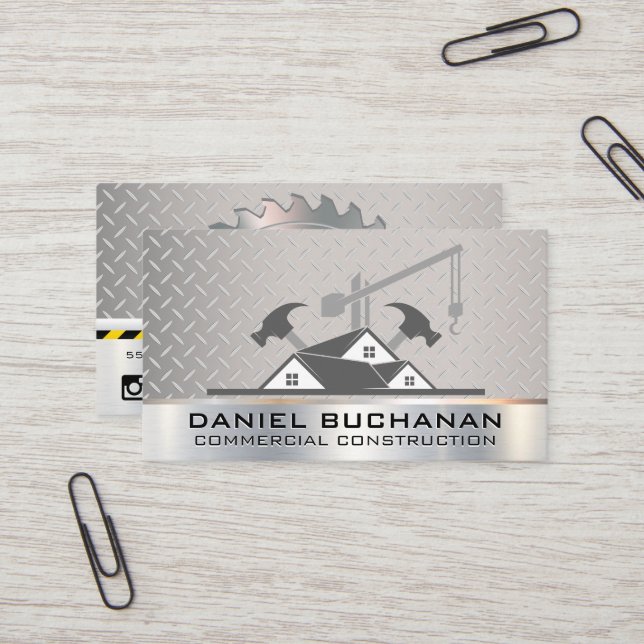 Construction Site | Blue Collar Working Tools  Business Card (Front/Back In Situ)
