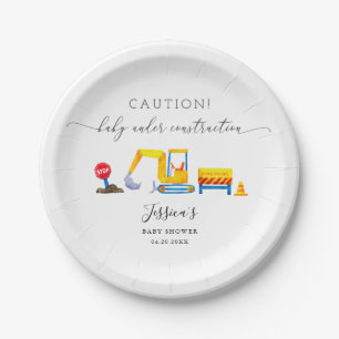 Construction Site Boy Baby Shower Paper Plate