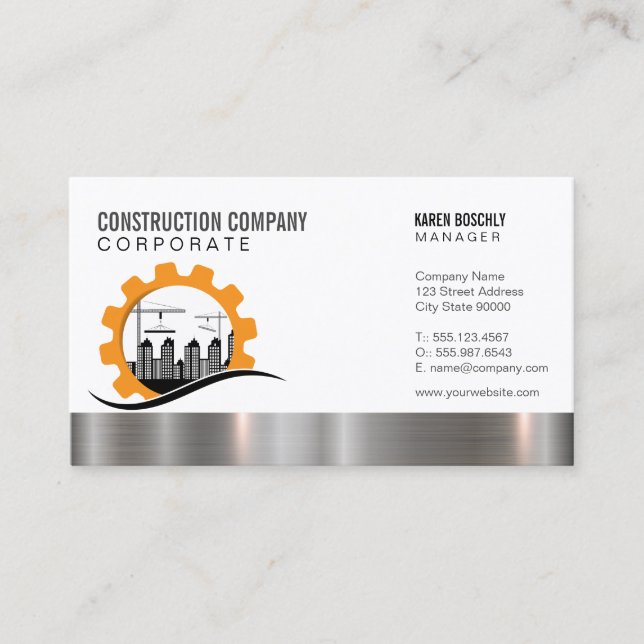 Construction Site | General Contractor Builder Business Card (Front)