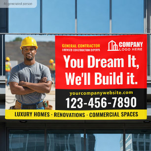 Construction Site Logo Photo Red Black Advertising Banner