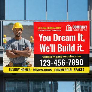 Construction Site Logo Photo Red Black Advertising Banner