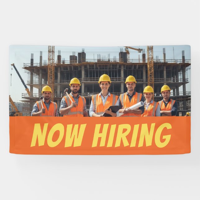 Construction Site NOW HIRING Banner – Customisable (Horizontal)