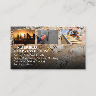 Construction Site Roofer Paver Workers Business Card