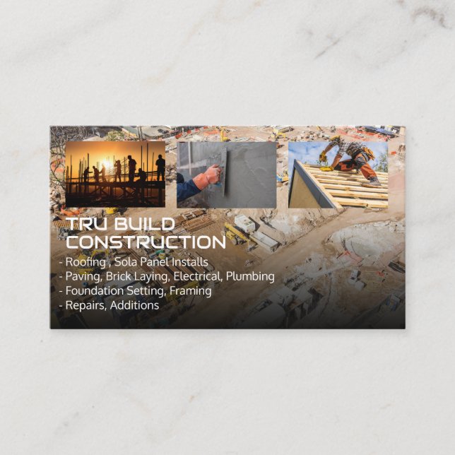 Construction Site | Roofer | Paver | Workers Business Card (Front)