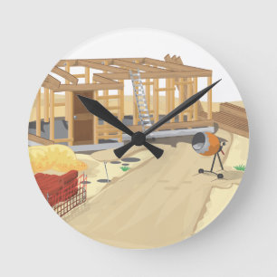 Construction Site Round Clock