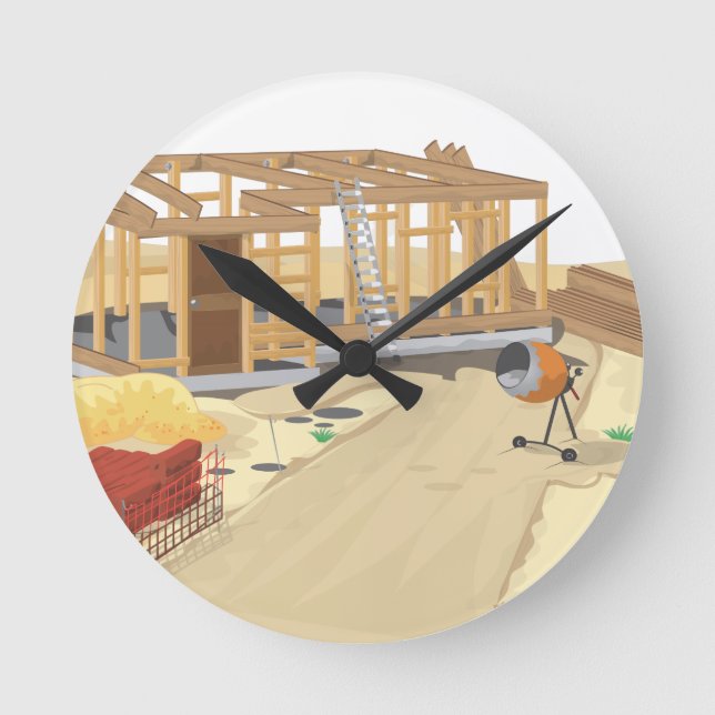Construction Site Round Clock (Front)