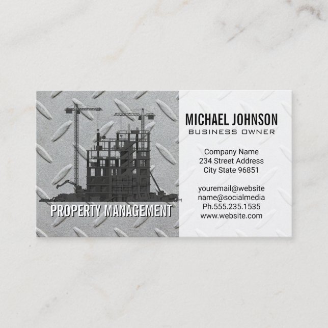 Construction Site | Steel | Contractor Business Card (Front)