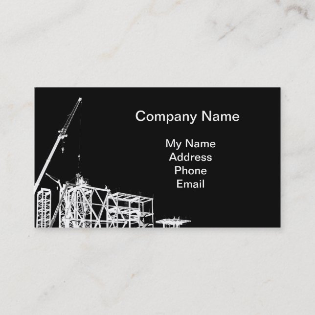 Construction Site with Crane Business Card (Front)