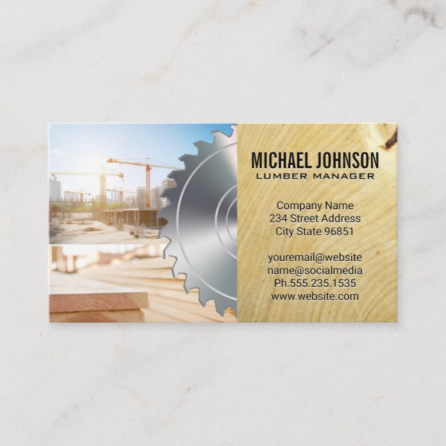 Construction Site | Wood Panels | Builder Business Card (Front)