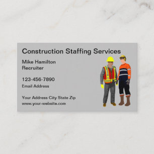 Construction Staffing And Temp Service Business Card