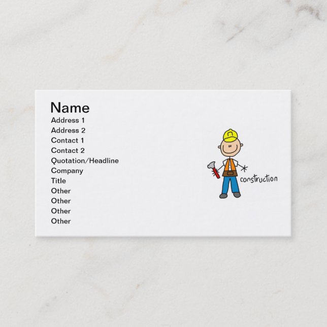 Construction Stick Figure Business Card (Front)