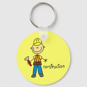 Construction Stick Figure Key Ring